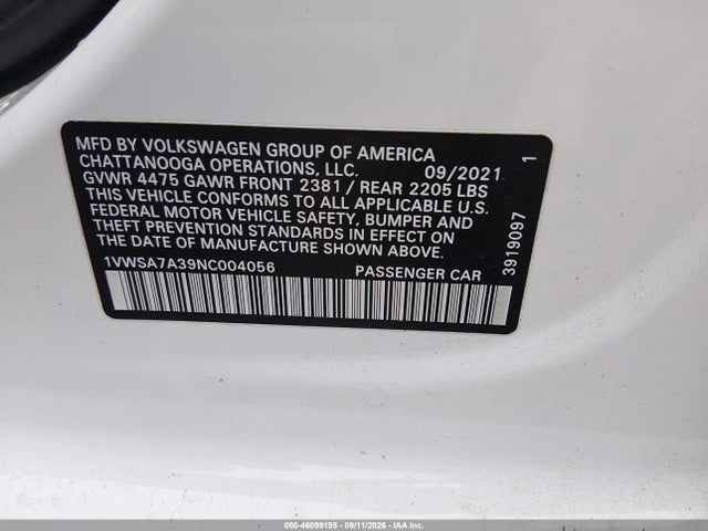 2022 VOLKSWAGEN PASSAT 2.0T SE 9