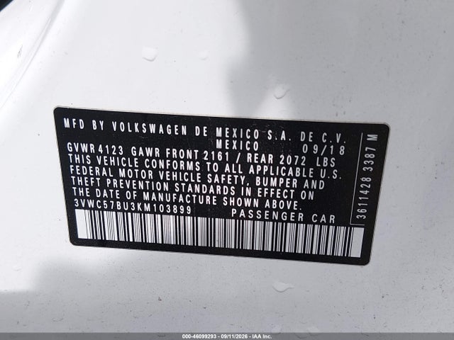 2019 VOLKSWAGEN JETTA 1.4T R-LINE/1.4T S/1.4T SE 9