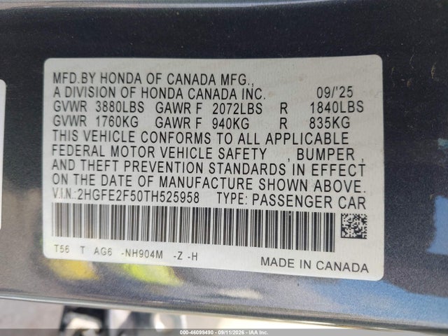 2026 HONDA CIVIC SPORT 9