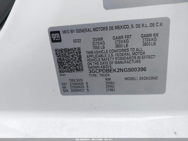 2022 CHEVROLET SILVERADO 1500 4WD SHORT BED CUSTOM 9