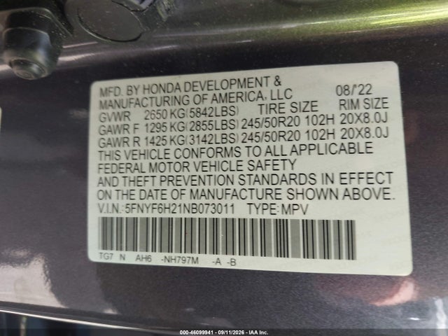 2022 HONDA PILOT AWD SPECIAL EDITION 9