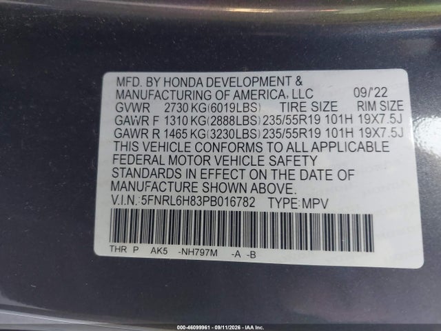 2023 HONDA ODYSSEY TOURING 9