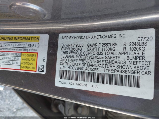 2020 HONDA ACCORD HYBRID EX-L 9