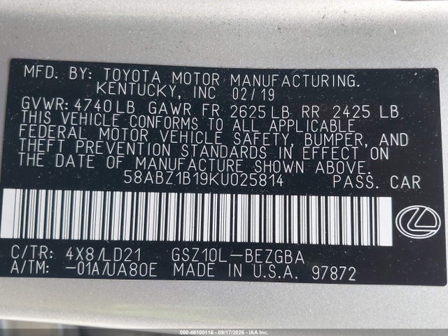 2019 LEXUS ES 350 9