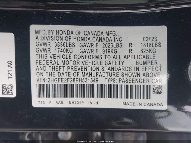 2023 HONDA CIVIC LX 9