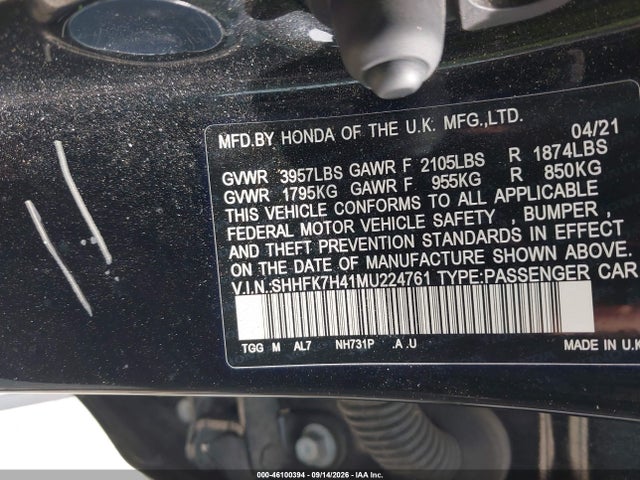 2021 HONDA CIVIC SPORT 9