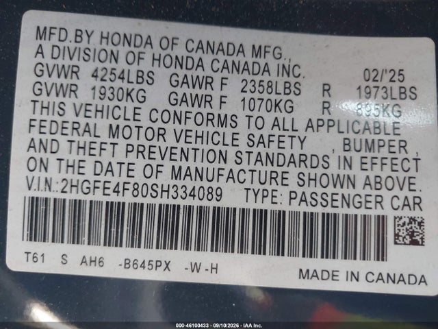 2025 HONDA CIVIC HYBRID SPORT/SPORT TOURING 9
