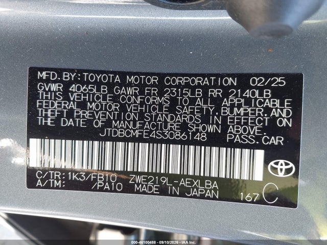 2025 TOYOTA COROLLA HYBRID LE 9