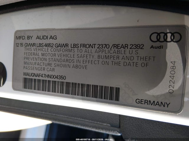 2017 AUDI A4 2.0T PREMIUM 9