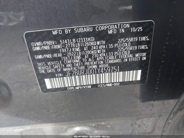 2026 SUBARU OUTBACK TOURING XT 9