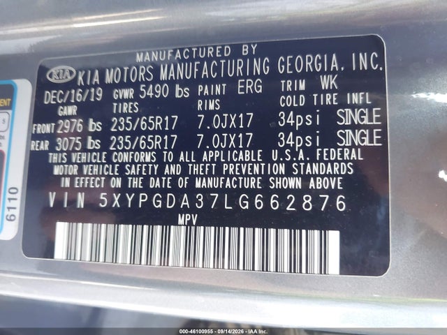 2020 KIA SORENTO 2.4L LX 9