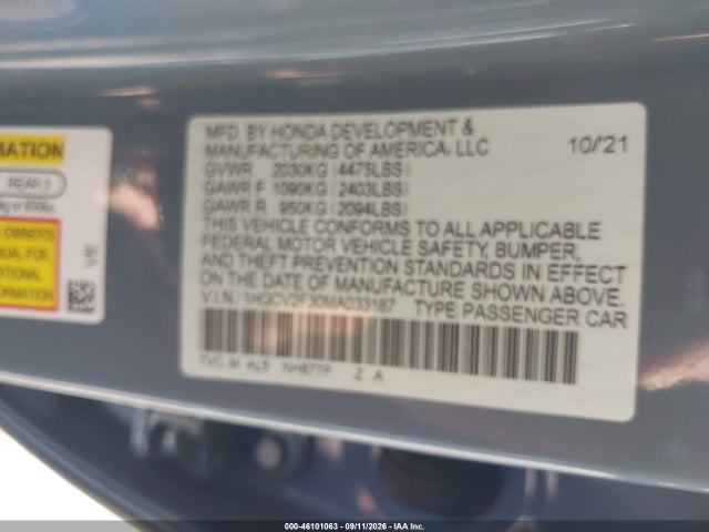 2021 HONDA ACCORD SPORT 2.0T 9
