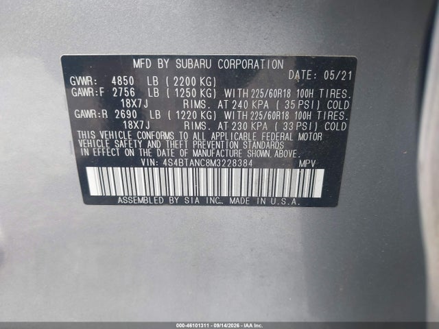 2021 SUBARU OUTBACK LIMITED 9