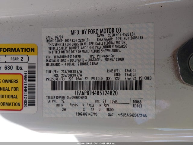 2024 FORD MUSTANG ECOBOOST PREMIUM FASTBACK 9