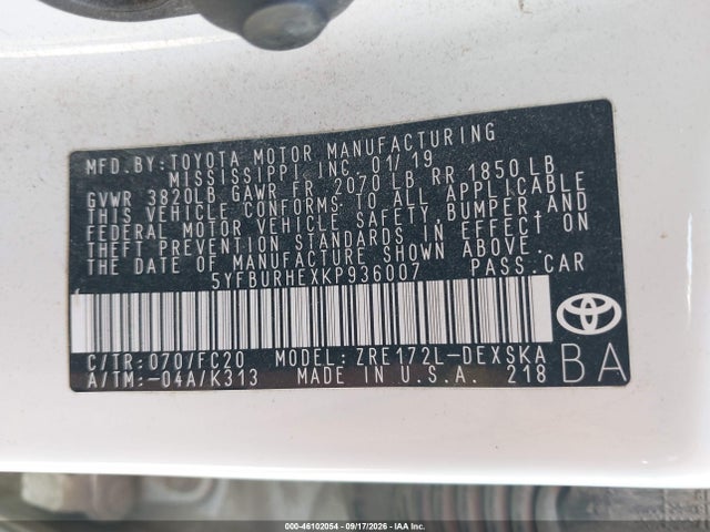 2019 TOYOTA COROLLA SE 9