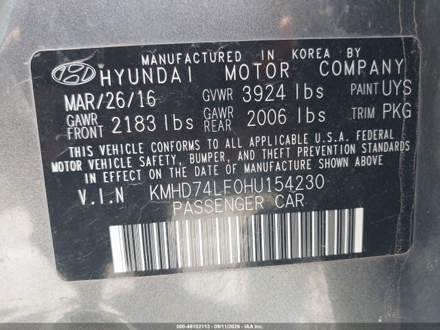 2017 HYUNDAI ELANTRA SE 9