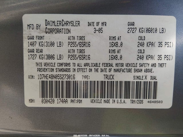 2005 Dodge DAKOTA SLT — фото 9