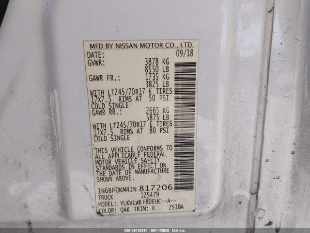 2018 NISSAN NV CARGO NV1500 S V6 9