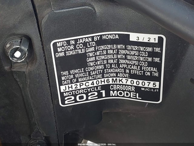 2021 HONDA CBR600 RR 10