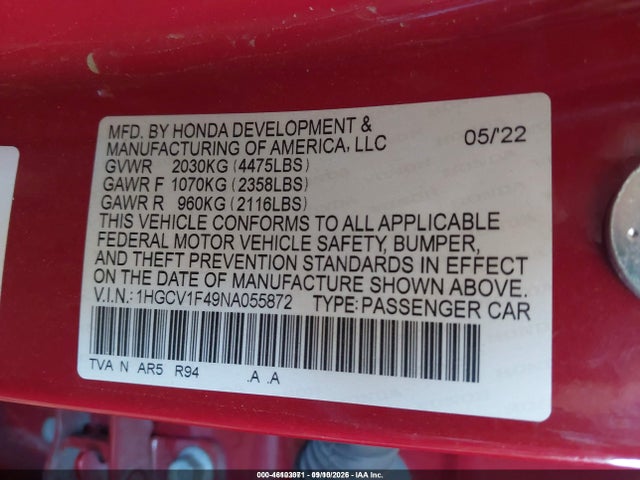 2022 HONDA ACCORD SPORT SPECIAL EDITION 9