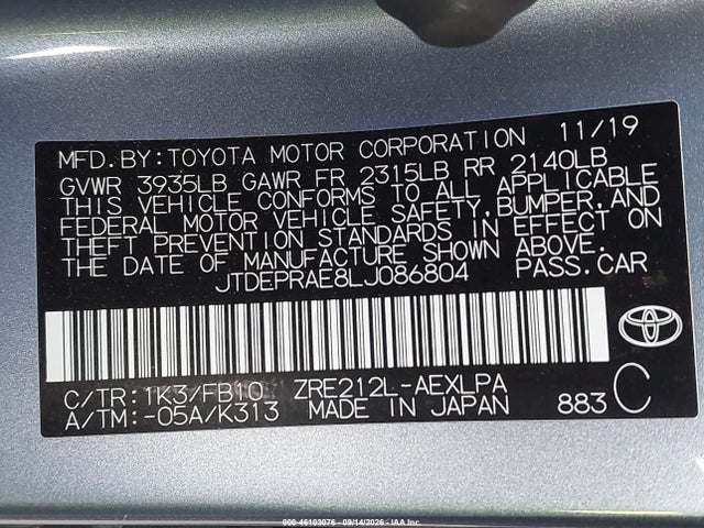 2020 TOYOTA COROLLA LE 9