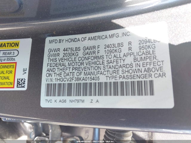 2019 HONDA ACCORD SPORT 2.0T 9