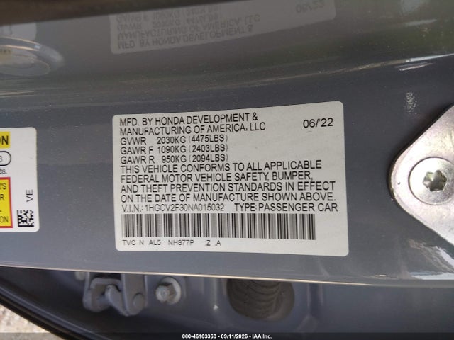 2022 HONDA ACCORD SPORT 2.0T 9