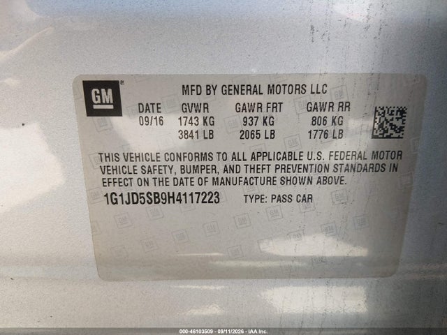 2017 CHEVROLET SONIC LT AUTO 9