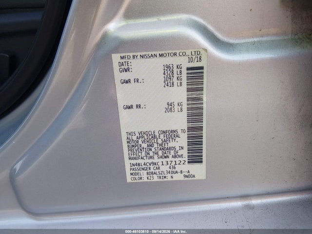 2019 NISSAN ALTIMA 2.5 SR 9
