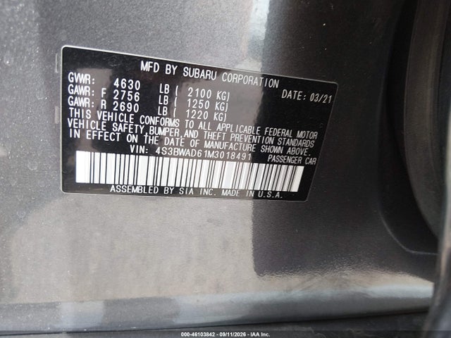 2021 SUBARU LEGACY PREMIUM 9