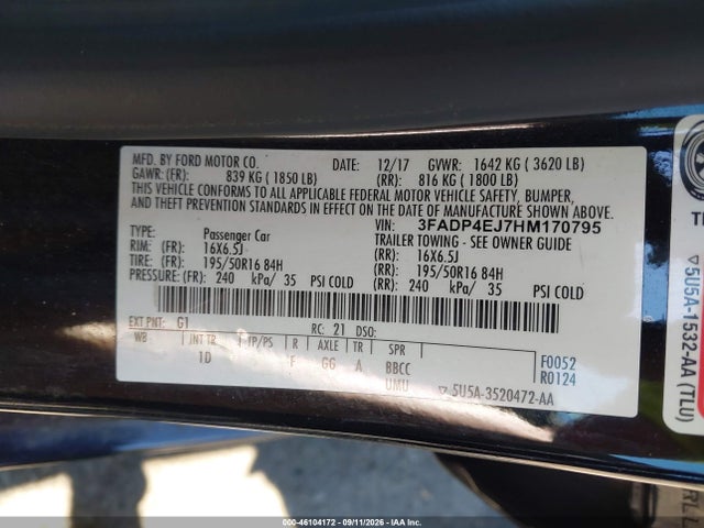 2017 FORD FIESTA SE 9