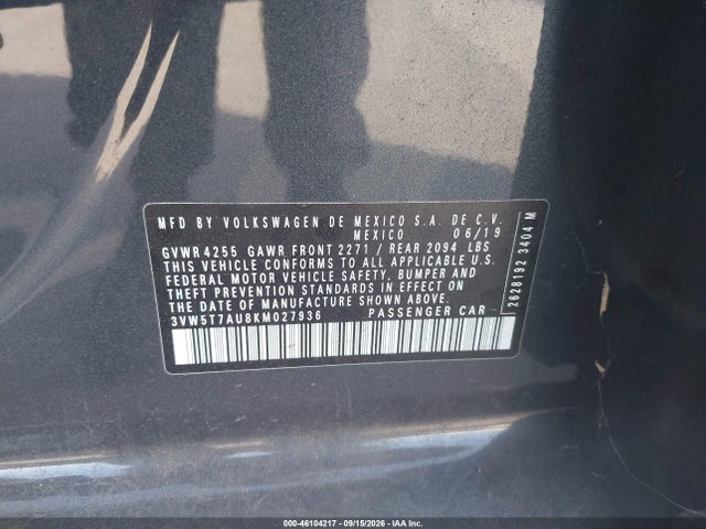 2019 VOLKSWAGEN GOLF GTI 2.0T AUTOBAHN/2.0T RABBIT EDITION/2.0T S/2.0T SE 9