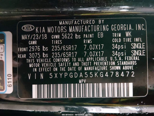 2019 KIA SORENTO 3.3L LX 9