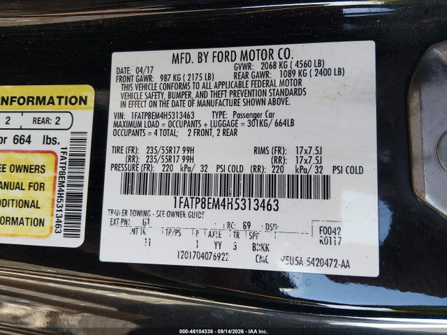 2017 FORD MUSTANG V6 9