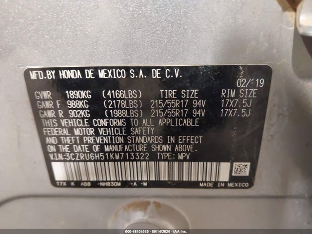 2019 HONDA HR-V EX 9