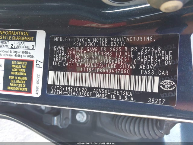 2017 TOYOTA CAMRY SE 9