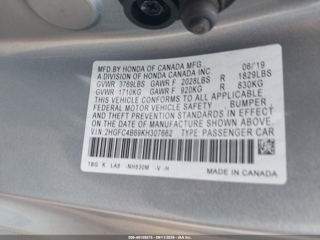 2019 HONDA CIVIC LX 9