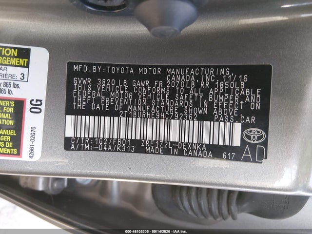2017 TOYOTA COROLLA LE 9