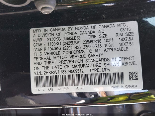 2018 HONDA CR-V EX-L/EX-L NAVI 9