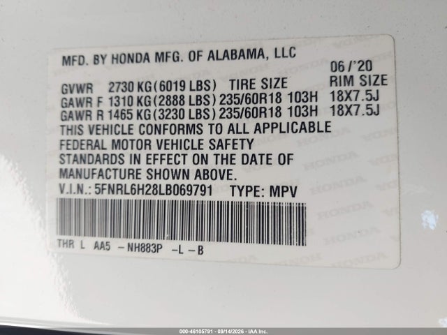 2020 HONDA ODYSSEY LX 9