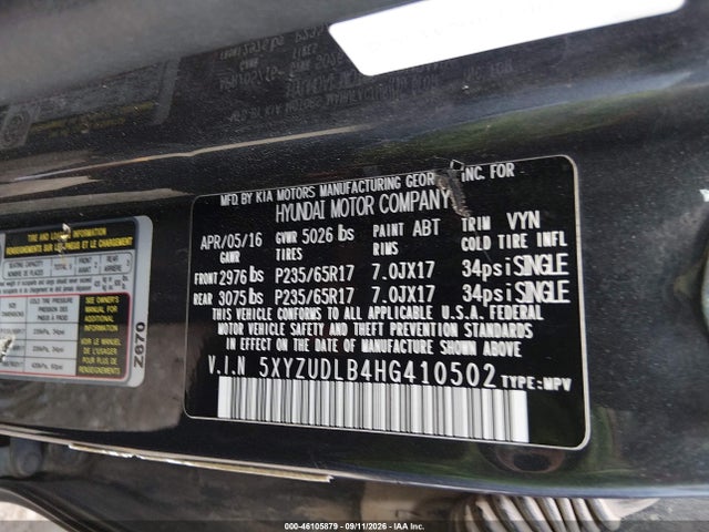 2017 HYUNDAI SANTA FE SPORT 2.4L 9
