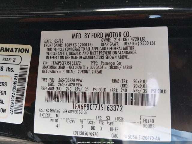 2018 FORD MUSTANG GT PREMIUM 9