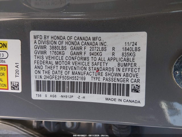 2025 HONDA CIVIC SPORT 9