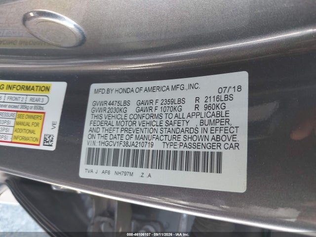 2018 HONDA ACCORD SPORT 9