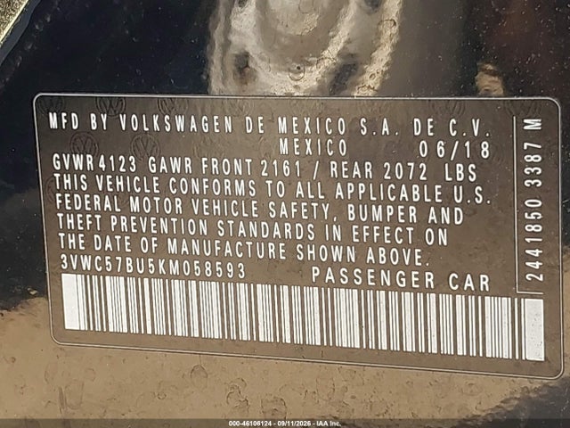 2019 VOLKSWAGEN JETTA 1.4T R-LINE/1.4T S/1.4T SE 9