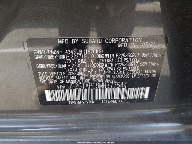2021 SUBARU CROSSTREK PREMIUM 9