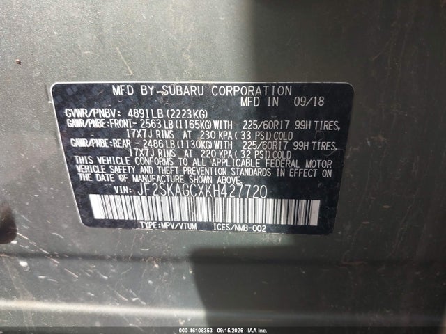 2019 SUBARU FORESTER PREMIUM 9