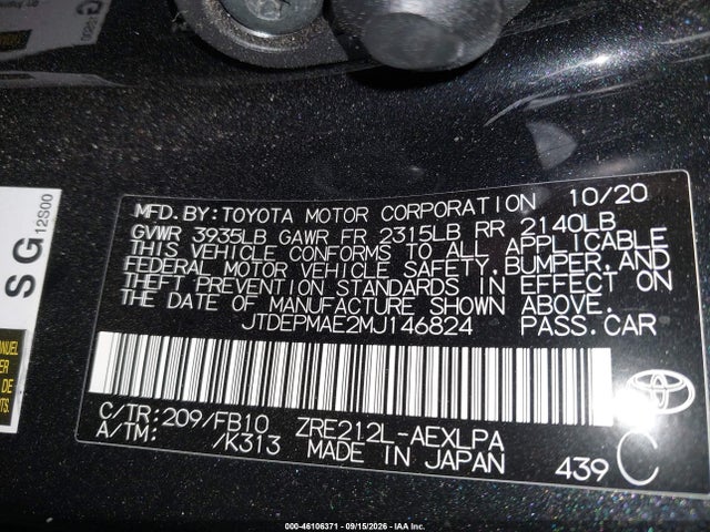 2021 TOYOTA COROLLA LE 9