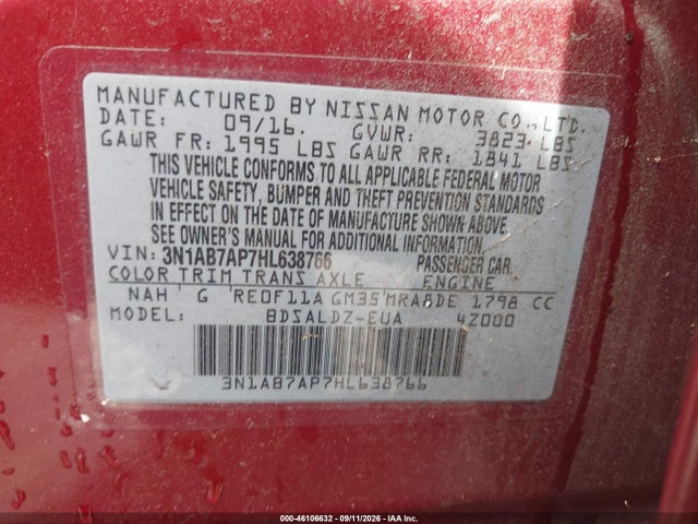 2017 NISSAN SENTRA SV 9