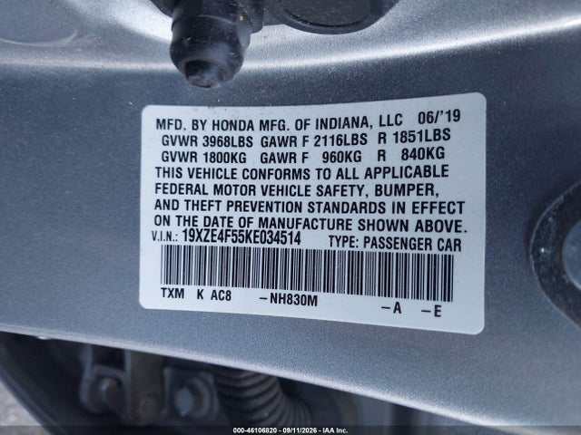 2019 HONDA INSIGHT EX 8